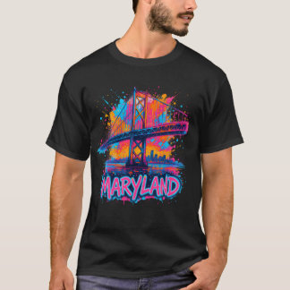 Maryland Bridge Watercolor Städtische Badeanstalt T-Shirt