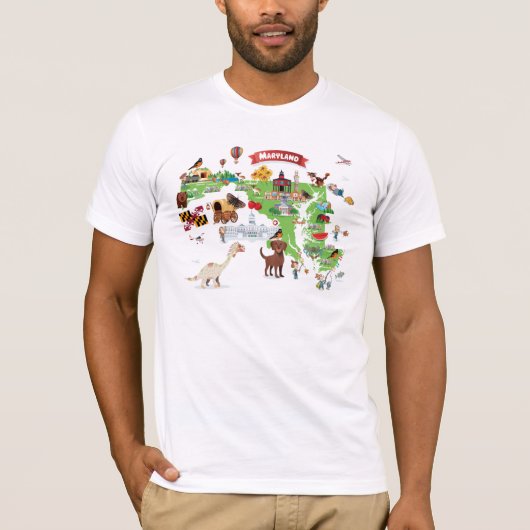 Maryland-Cartoon-Karte T-Shirt (Vorderseite)