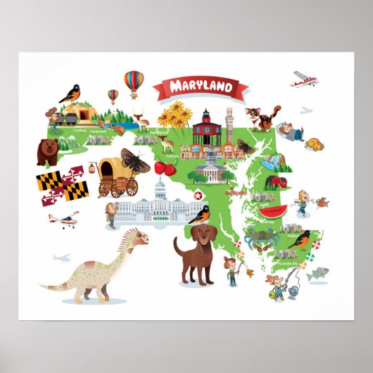 Maryland Cartoon Map Poster (Vorne)
