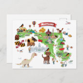 Maryland Cartoon Map Postkarte (Vorne/Hinten)