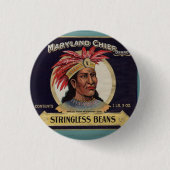 Maryland Chief Stringless Beans Label der 1930er J Button (Vorderseite)