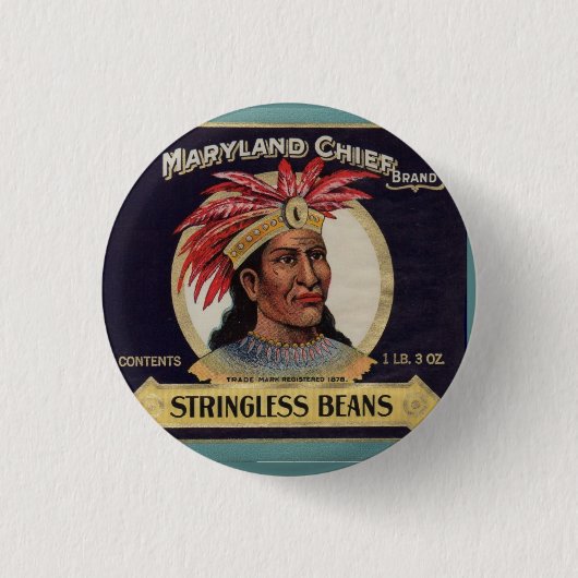 Maryland Chief Stringless Beans Label der 1930er J Button (Vorderseite)