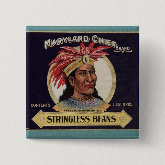 Maryland Chief Stringless Beans Label der 1930er J Button (Vorderseite)