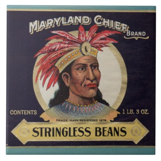 Maryland Chief Stringless Beans Label der 1930er J Fliese (Vorderseite)