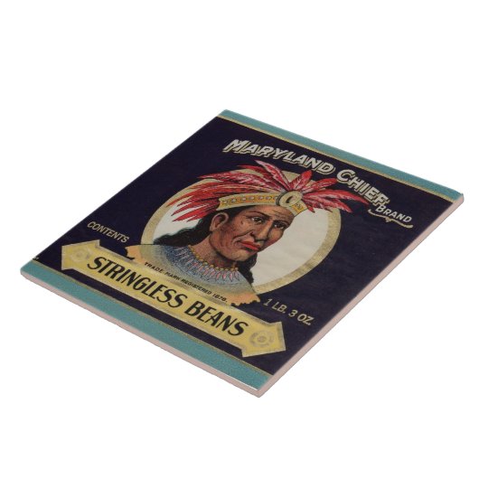 Maryland Chief Stringless Beans Label der 1930er J Fliese (Seite)