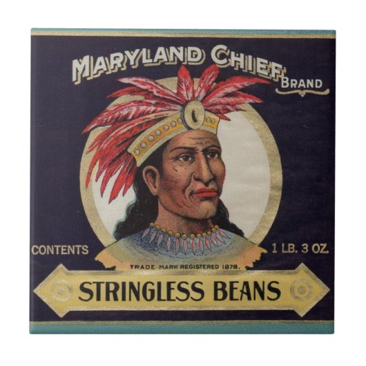 Maryland Chief Stringless Beans Label der 1930er J Fliese (Vorderseite)