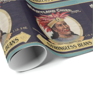 Maryland Chief Stringless Beans Label der 1930er J Geschenkpapier