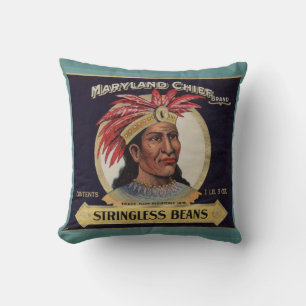 Maryland Chief Stringless Beans Label der 1930er J Kissen