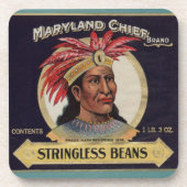 Maryland Chief Stringless Beans Label der 1930er J Untersetzer (Vorderseite)