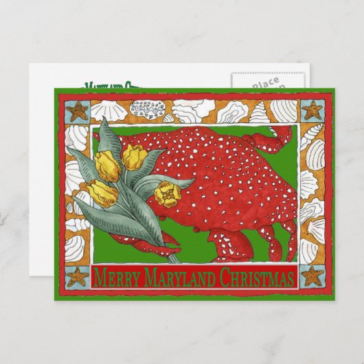 Maryland Christmas Crab Feiertagspostkarte (Vorne/Hinten)