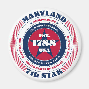 Maryland Circle Typografy Souvenir Magnet