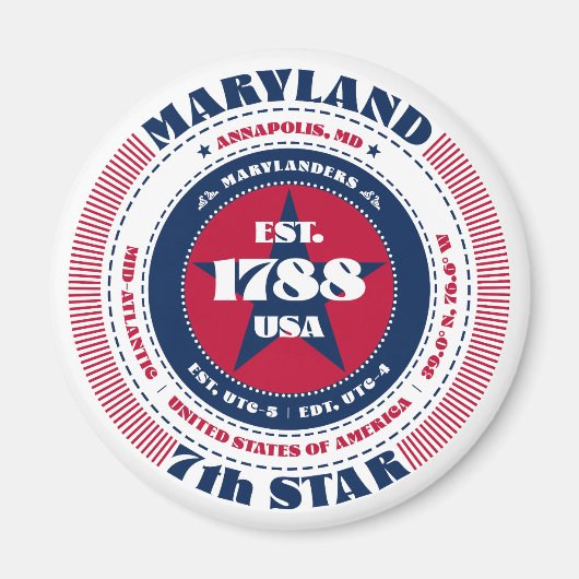 Maryland Circle Typografy Souvenir Magnet (Vorne)