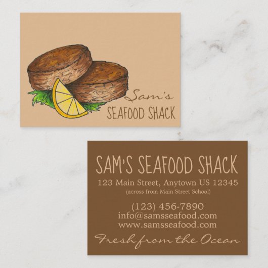 Maryland Crab Cakes Crabcakes Seafood Restaurant Visitenkarte (Vorne/Hinten)