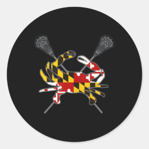 Maryland Crab Lacrosse Crossed Stick Md Flag Match Runder Aufkleber