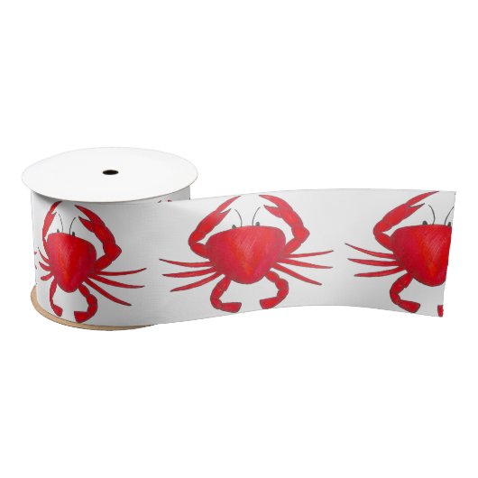 Maryland Crab Red Crabs Crabby Beach Ribbon Satinband (Spule)
