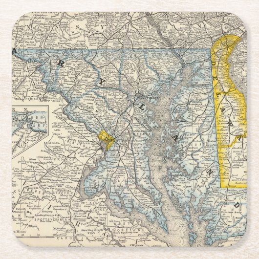 Maryland, DC und Delaware Rechteckiger Pappuntersetzer (Vorderseite)