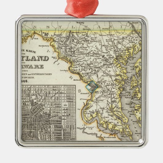Maryland, Delaware Silbernes Ornament (Vorne)