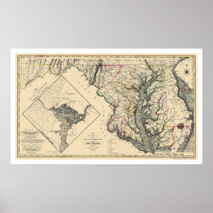Maryland Detaillierte Karte 1795 Poster