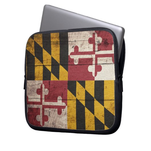 Maryland-Fahne aus altem Holz Laptopschutzhülle (Vorderseite Links)