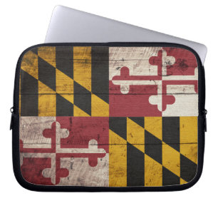 Maryland-Fahne aus altem Holz Laptopschutzhülle