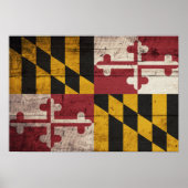 Maryland-Fahne aus altem Holz Poster (Vorne)