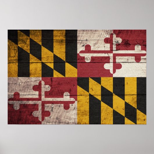 Maryland-Fahne aus altem Holz Poster (Vorne)