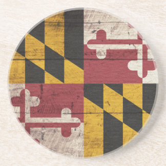 Maryland-Fahne aus altem Holz Sandstein Untersetzer