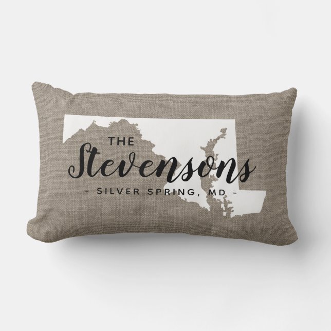 Maryland Family Monogram Staat Throw Pillow Lendenkissen (Vorderseite)