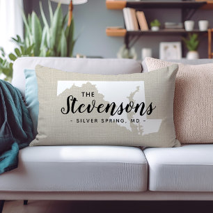 Maryland Family Monogram Staat Throw Pillow Lendenkissen