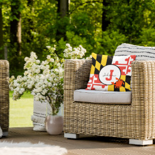 Maryland Flag and Crab Monogram Pillow Kissen