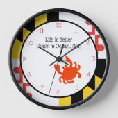 Maryland Flag and Crab Personalized Wall Clock Uhr (Vorderseite)