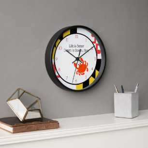 Maryland Flag and Crab Personalized Wall Clock Uhr