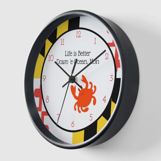 Maryland Flag and Crab Personalized Wall Clock Uhr (Winkel)