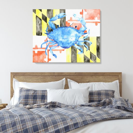 Maryland Flag Blue Crab Canvas Print Leinwanddruck (Insitu (Schlafzimmer))