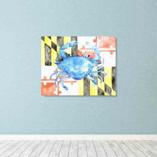 Maryland Flag Blue Crab Canvas Print Leinwanddruck (Insitu (Holzboden))