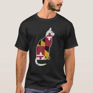 Maryland Flag Calico Cat Vintage Fade T-Shirt