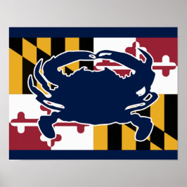 Maryland Flag/Crab Poster - marineblau