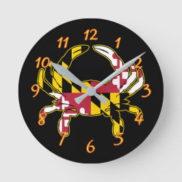 Maryland Flag Crab Runde Wanduhr
