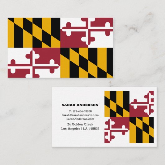 Maryland Flag Elegante Business Card/USA Visitenkarte (Vorne/Hinten)