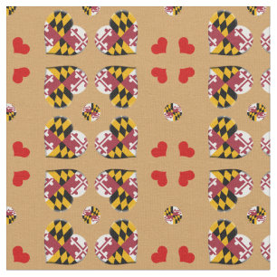 Maryland Flag & Maryland Hearts mode Fabric/USA Stoff