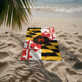 Maryland Flag Monogram Personalisiert Beach Handtu Strandtuch
