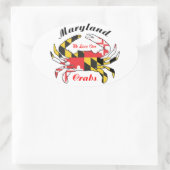 Maryland-Flagge Blaue Krabbenkraut Ovaler Aufkleber (Tasche)