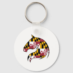 Maryland-Flagge-Pferd-Knopf Schlüsselanhänger