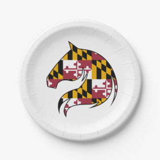 Maryland-Flagge Pferdekopf-Papier spielt Pappteller