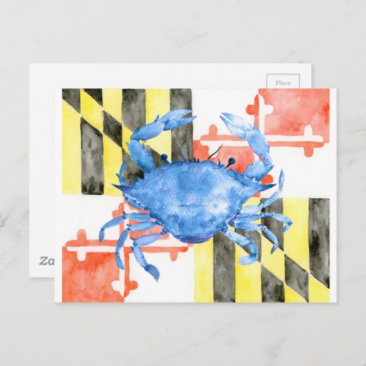 Maryland-Flagge und blaue Krabbe Postkarte (Vorne/Hinten)