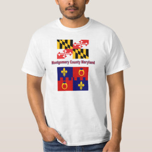 Maryland-Flagge und Montgomery County Flaggen-T - T-Shirt