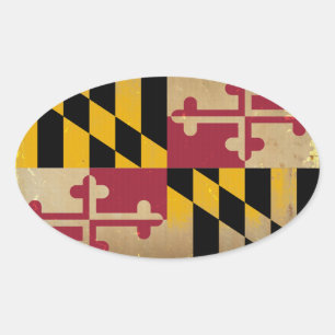 Maryland-Flagge VINTAGE.png Ovaler Aufkleber