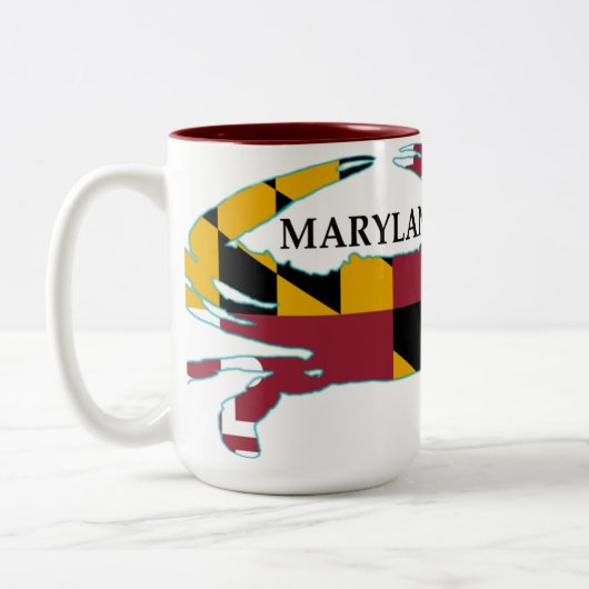Maryland-Flaggen-Krabben-Tasse Zweifarbige Tasse (Links)