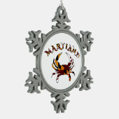 Maryland-Flaggen-Krabben-Verzierung Schneeflocken Zinn-Ornament (Links)