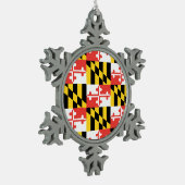 Maryland-Flaggen-Schneeflocke-gerahmte Verzierung Schneeflocken Zinn-Ornament (Links)